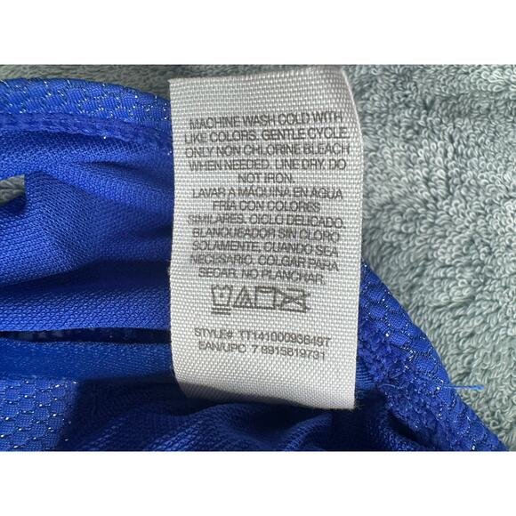 Time & Tru Large 12-14 Blue Shimmer SparkleTie Halter Bikini Top Padded - Picture 10 of 11